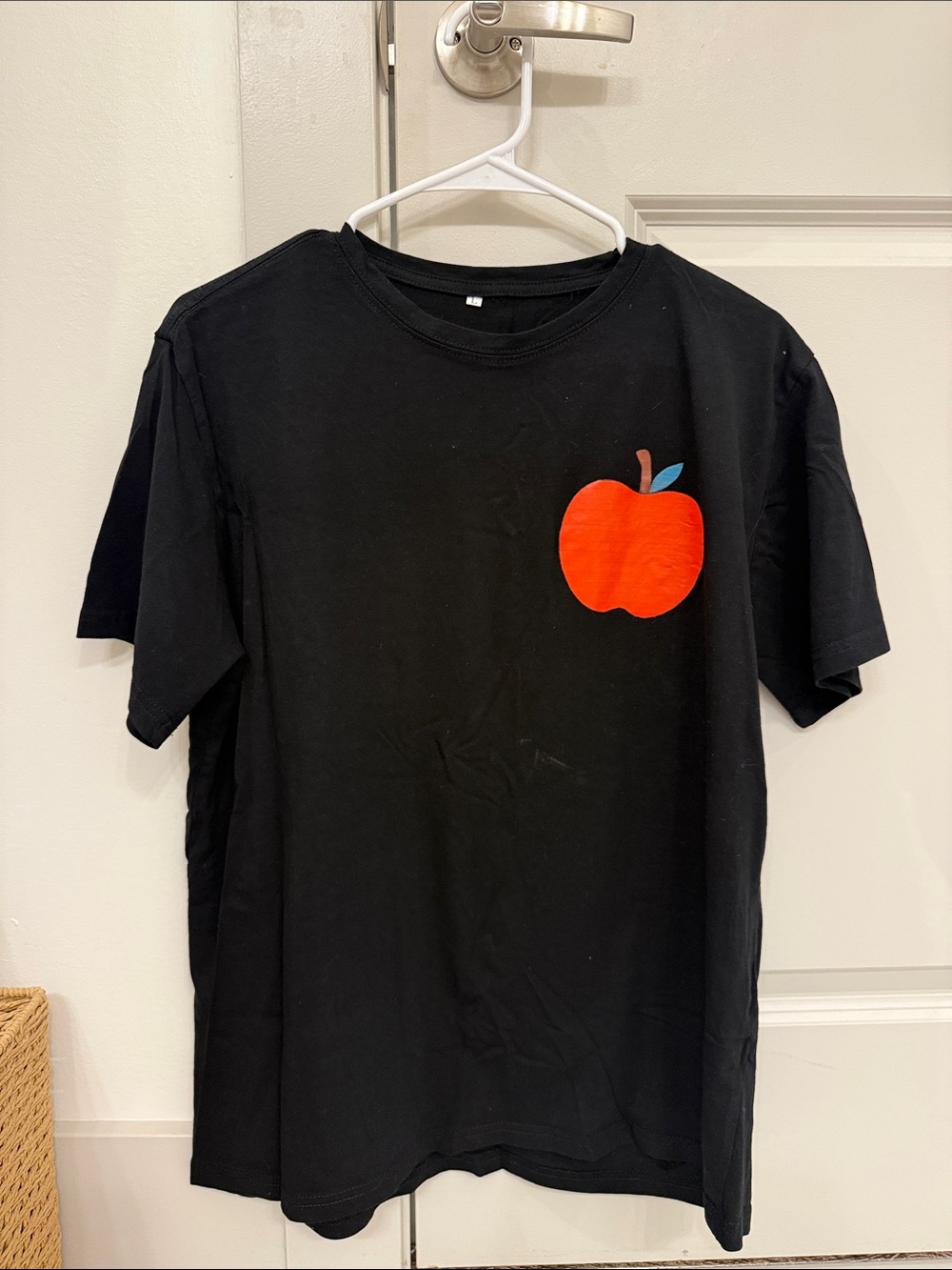 Kids Black T-Shirt with Red Apple Graphic